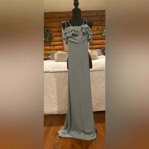 2 NWT Emma Ruffle Maxi Dress in Silver Sage Crisp XXS